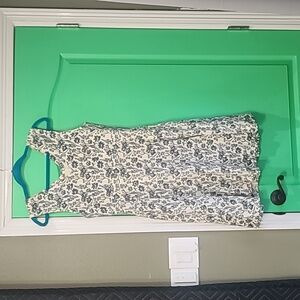 Mata traders large cotton dress white and blue floral fair trade dress